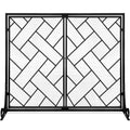 Black 2-Panel Wrought Iron Fireplace Screen W935067