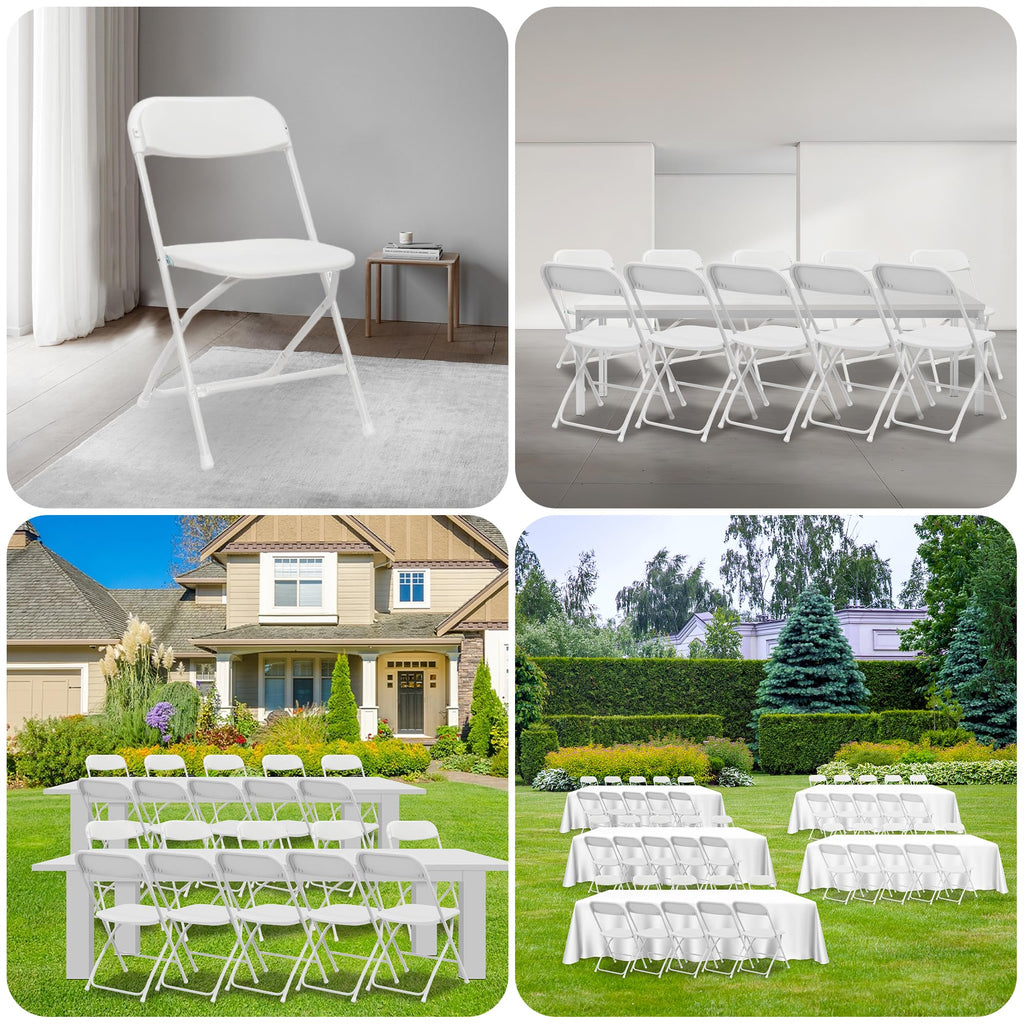 10 Pack White Folding Chairs 350LBS Capacity Steel D7929