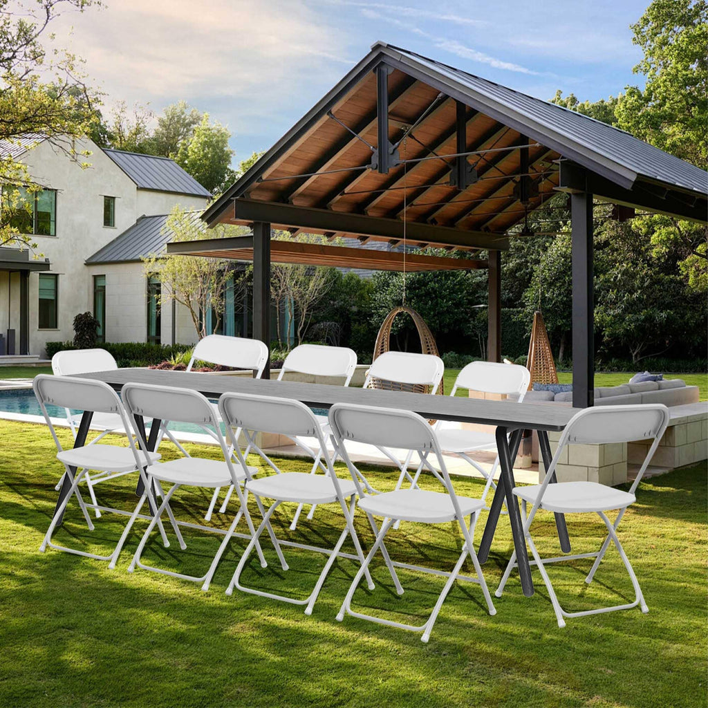10 Pack White Folding Chairs 350LBS Capacity Steel D7929