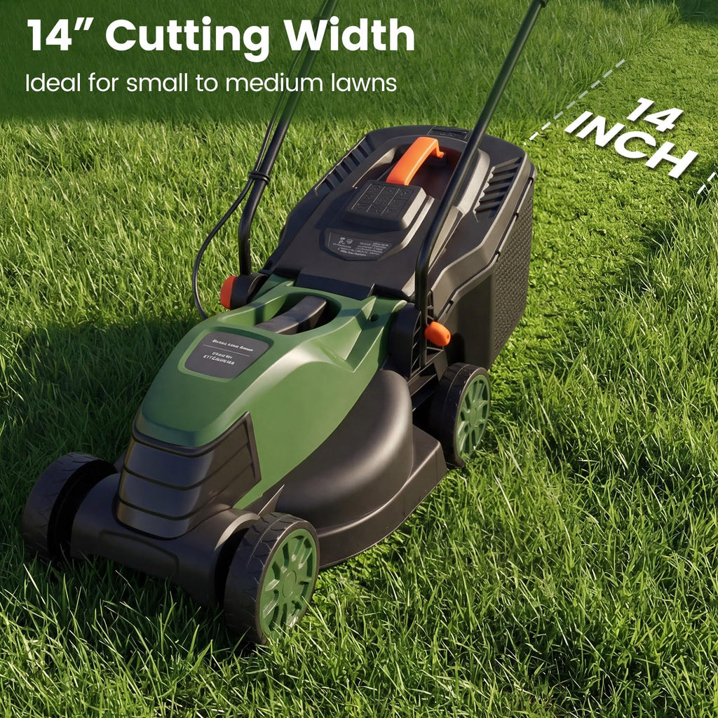14" Corded Electric Push Lawn Mower with Grass Collection Box U835