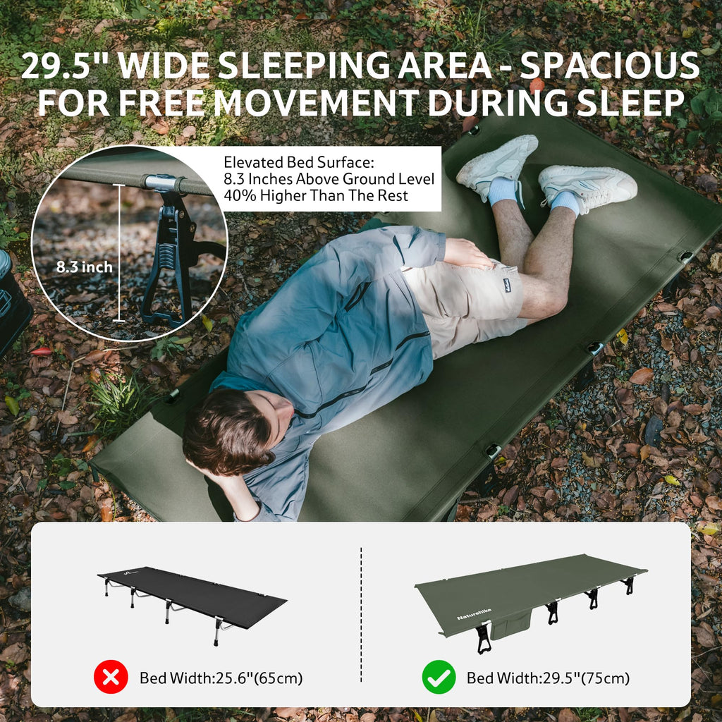 Extra Wide Folding Lightweight Camping Cot Bed R7464